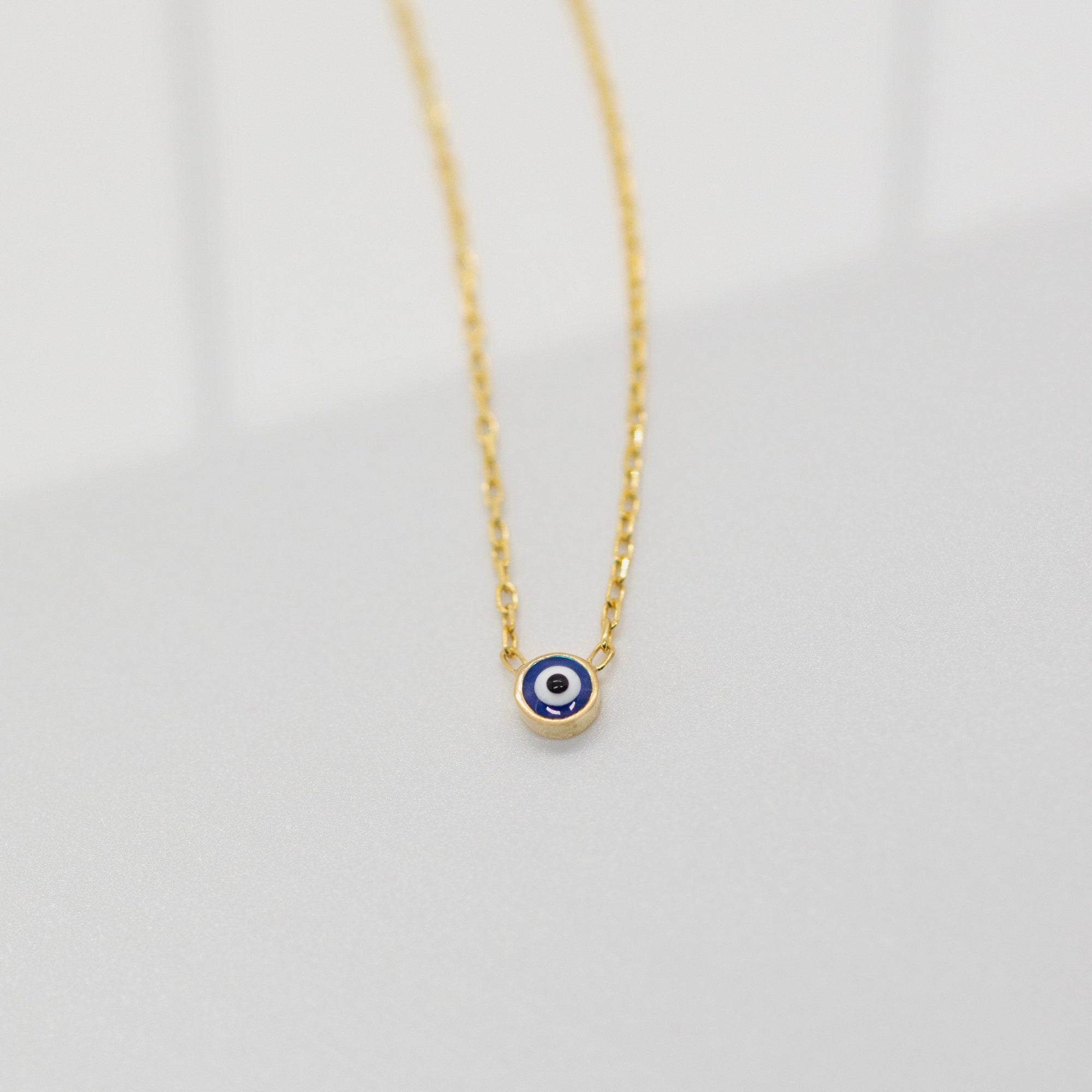 Teeny Tiny Enamel Eye Necklace Necklaces P&K Yellow Gold  