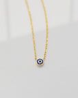 Teeny Tiny Enamel Eye Necklace Necklaces P&K Yellow Gold  