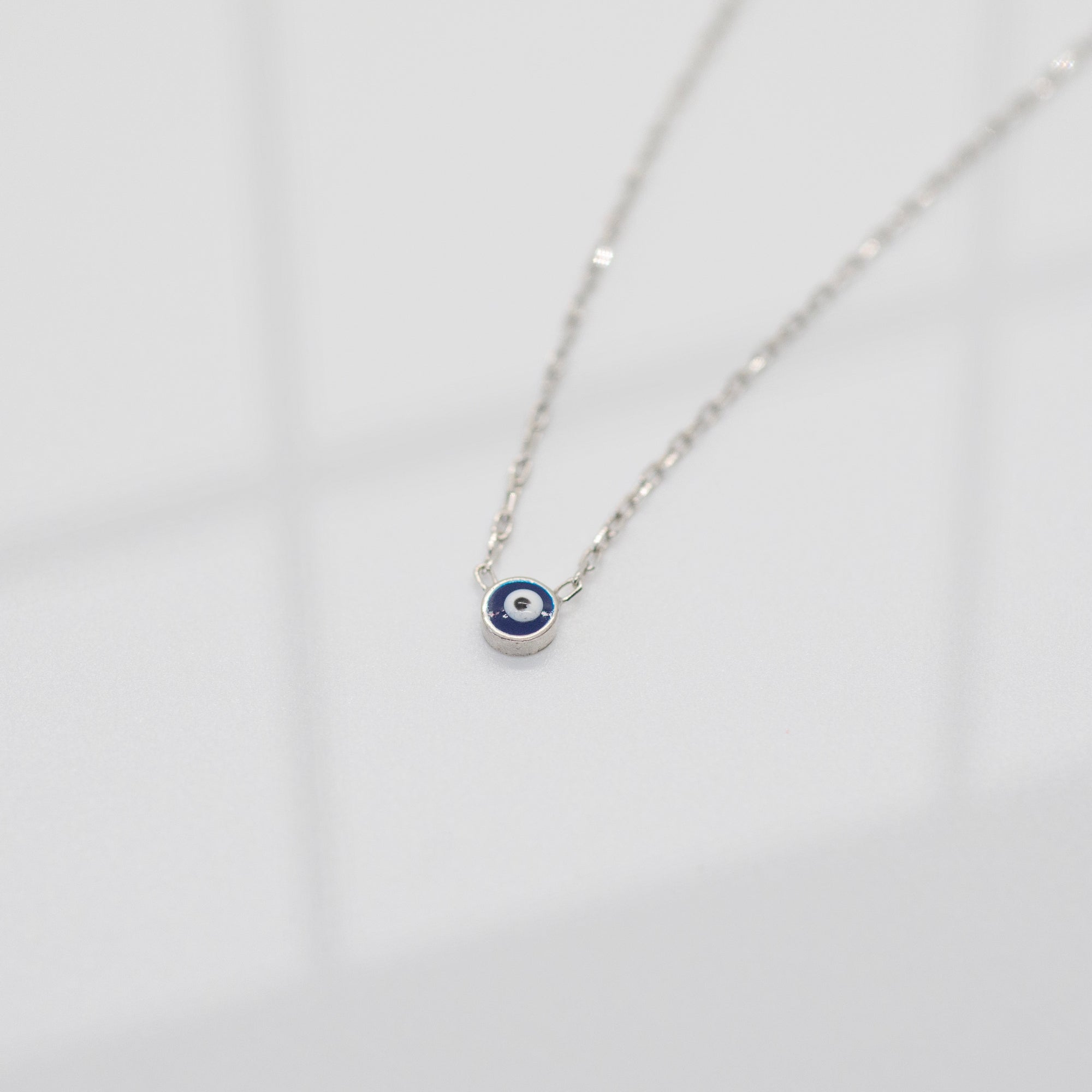 Teeny Tiny Enamel Eye Necklace Necklaces P&K Silver  