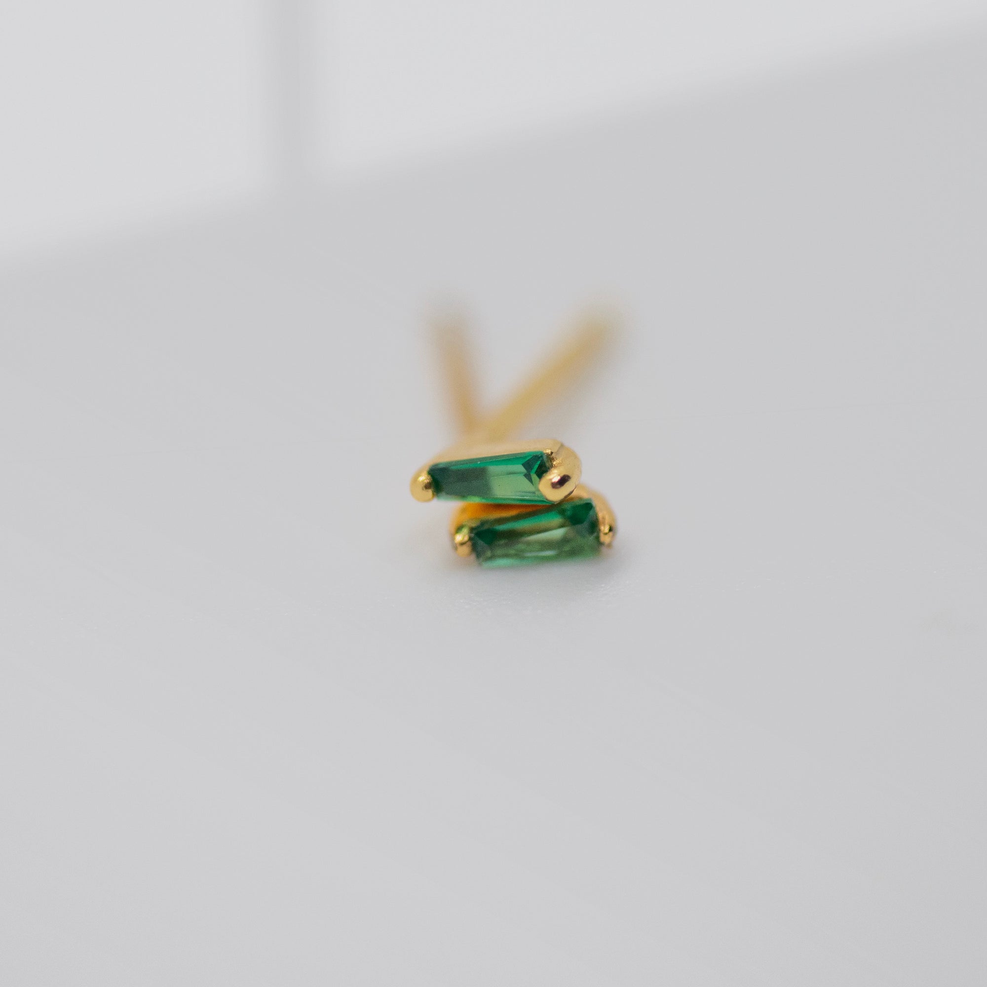 Itty Bitty Baguette Stud Earrings Earrings P&K Green  