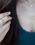Square Stacking Band | Green CZ Rings P&K   