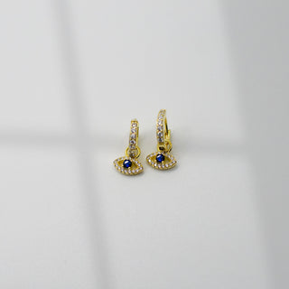 Billie Eye Charm Huggie Earrings Earrings Jewelry Design Group Yellow gold  