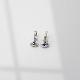 Billie Eye Charm Huggie Earrings Earrings Jewelry Design Group Silver  