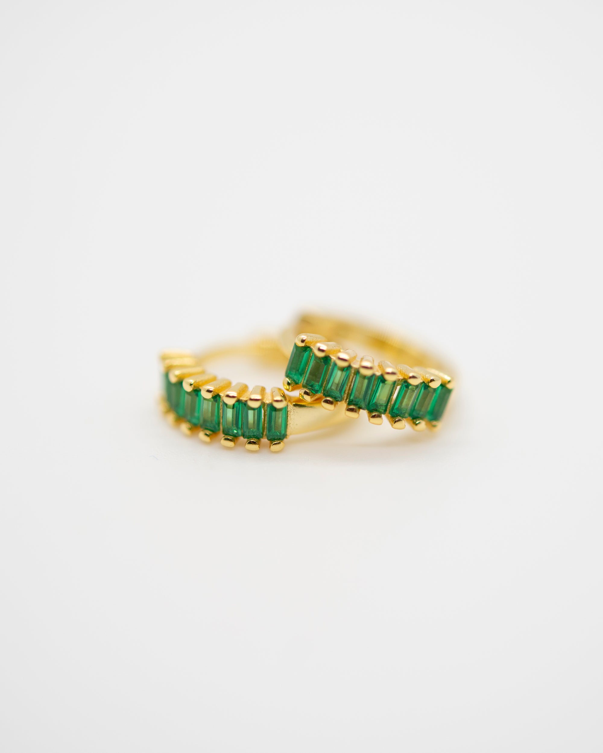 Multi Baguette Huggie Earrings Earrings P&K Green  