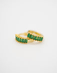 Multi Baguette Huggie Earrings Earrings P&K Green  