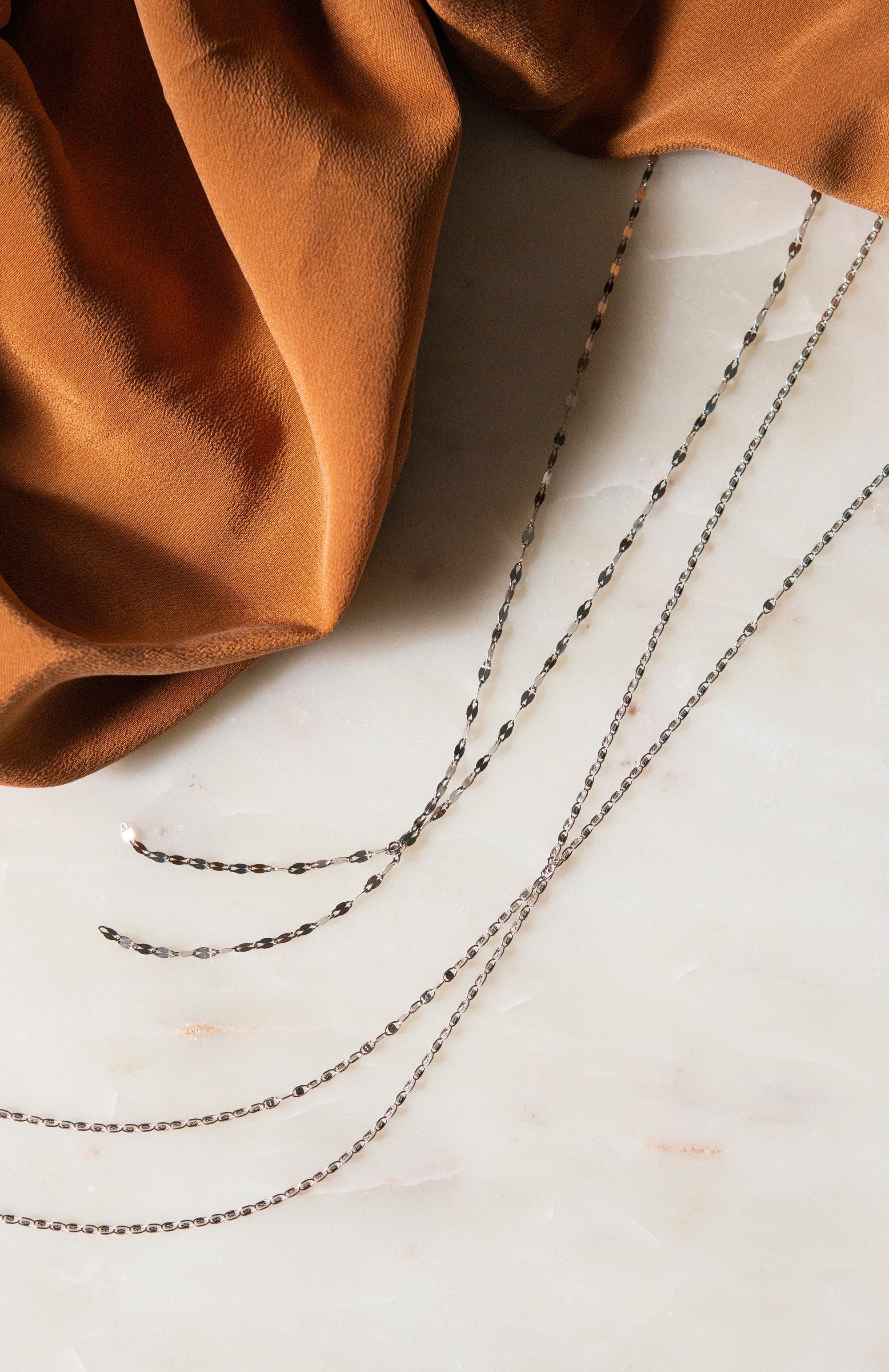 Double Strand Shimmer Coin Lariat Necklaces P&amp;K   