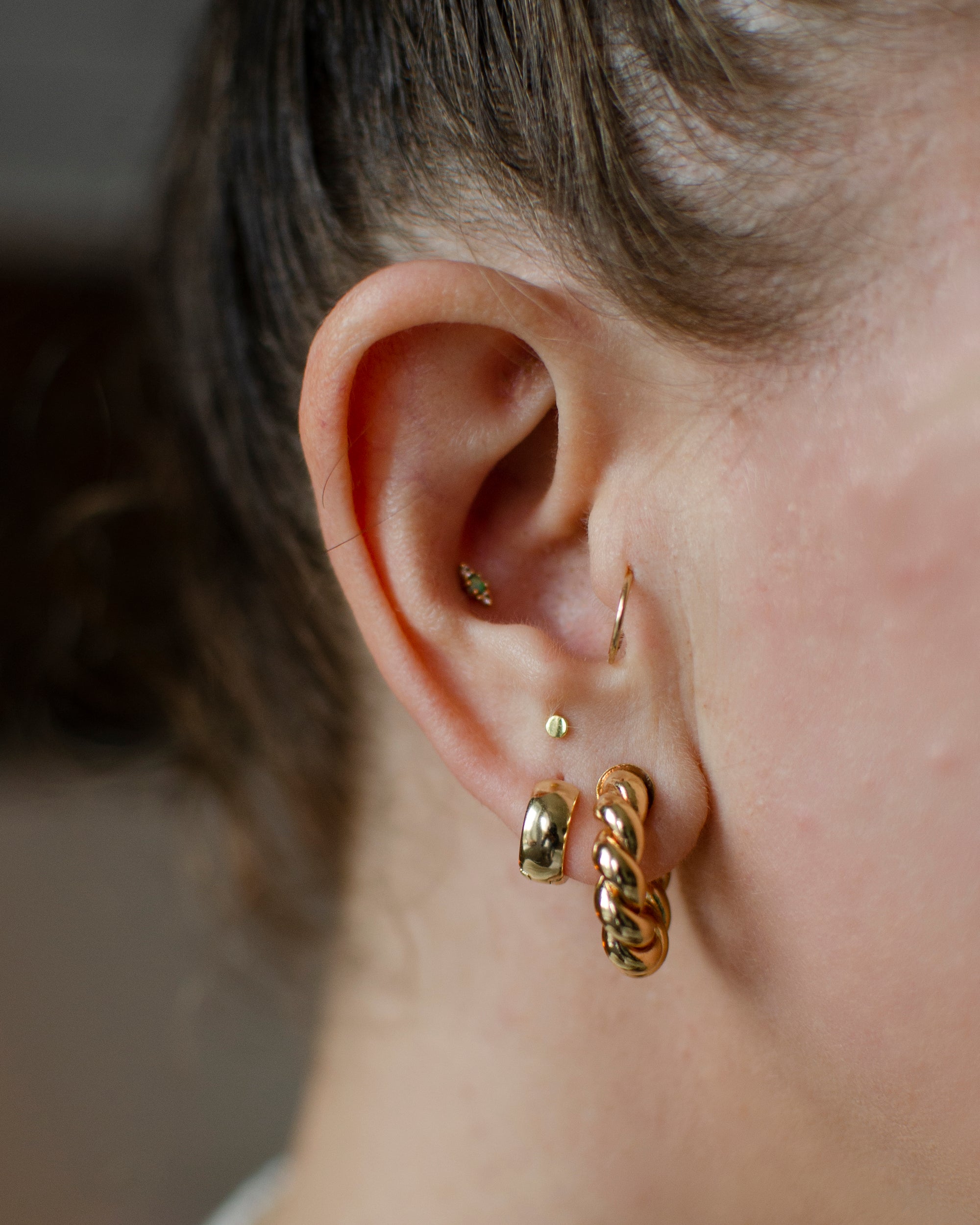 Tiny Gold Hoop Earring | 14K | Single Earrings P&K   