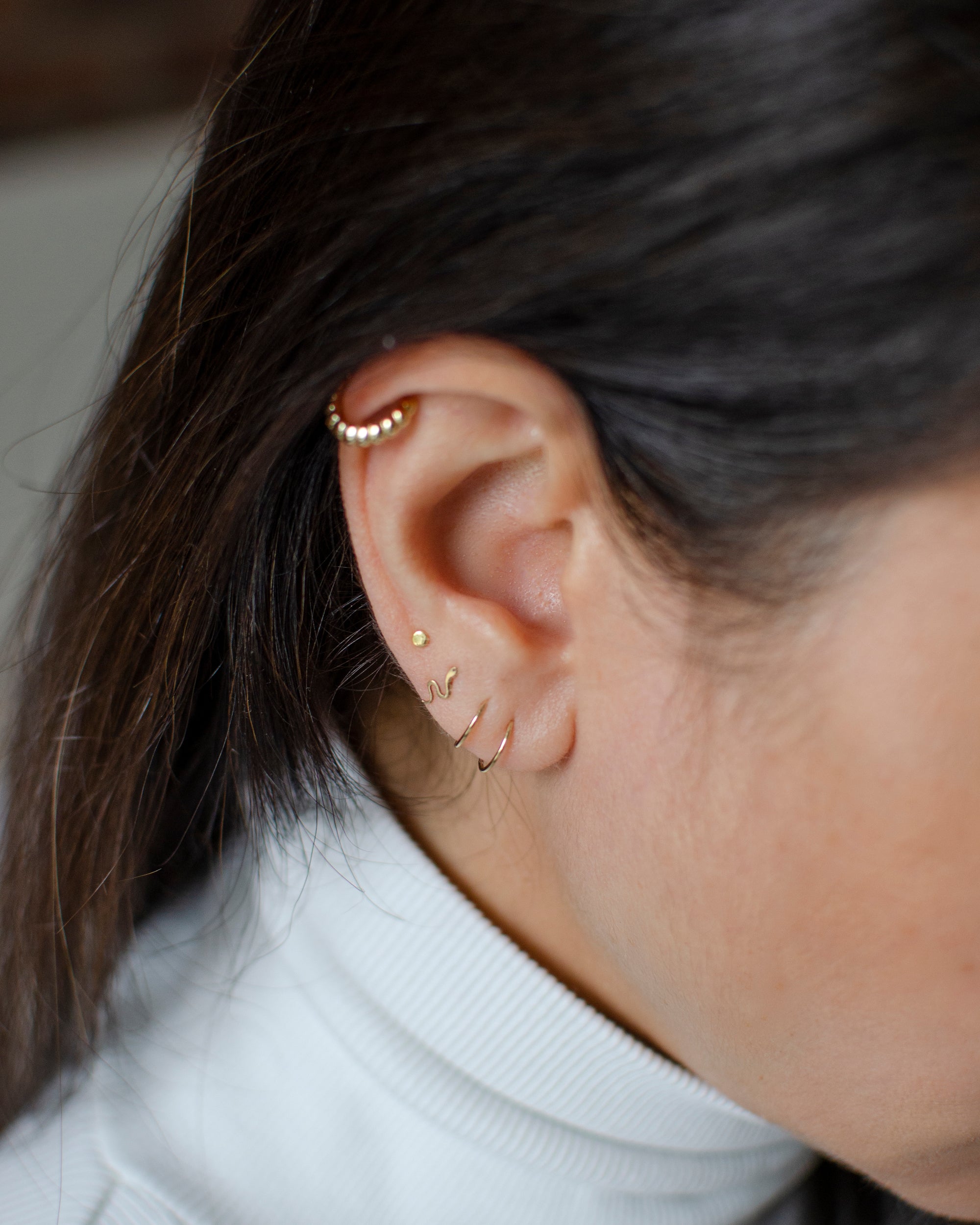 Tiny Gold Hoop Earring | 14K | Single Earrings P&K   