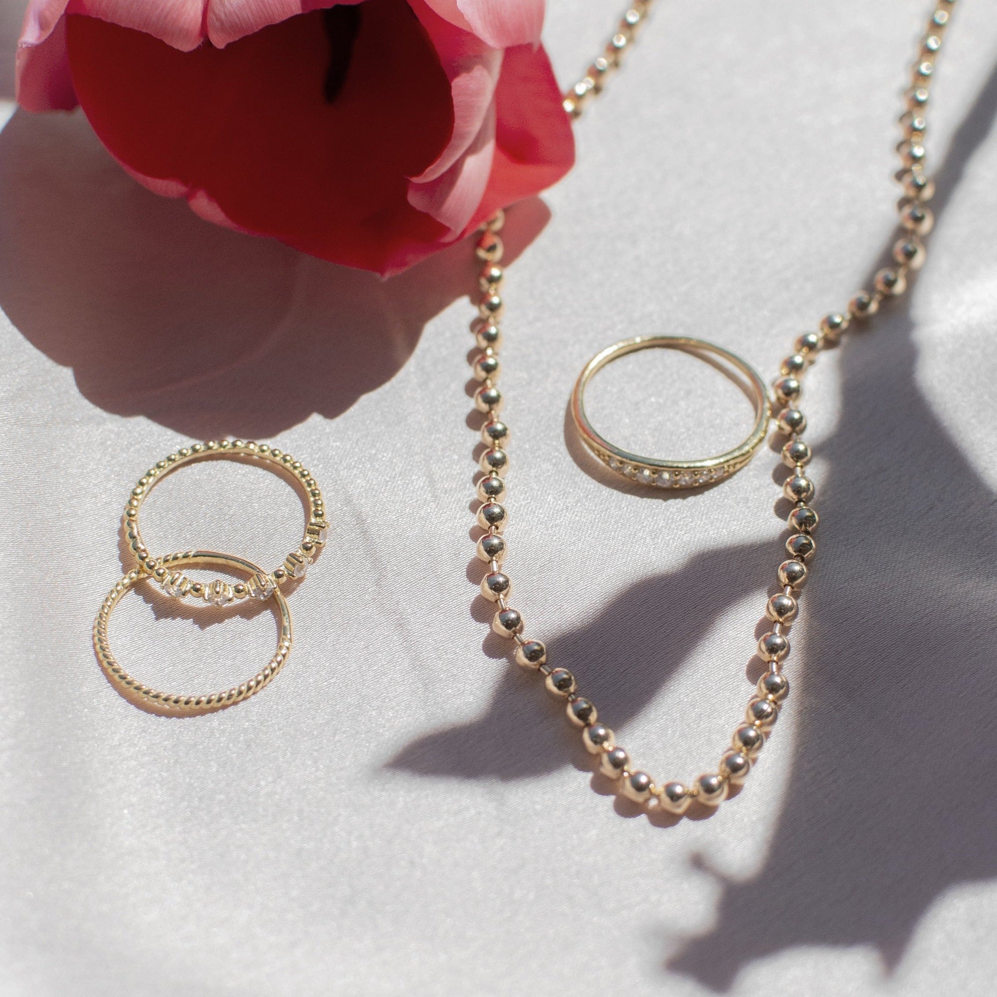 Five Bezel Beaded Ring Rings P&K   