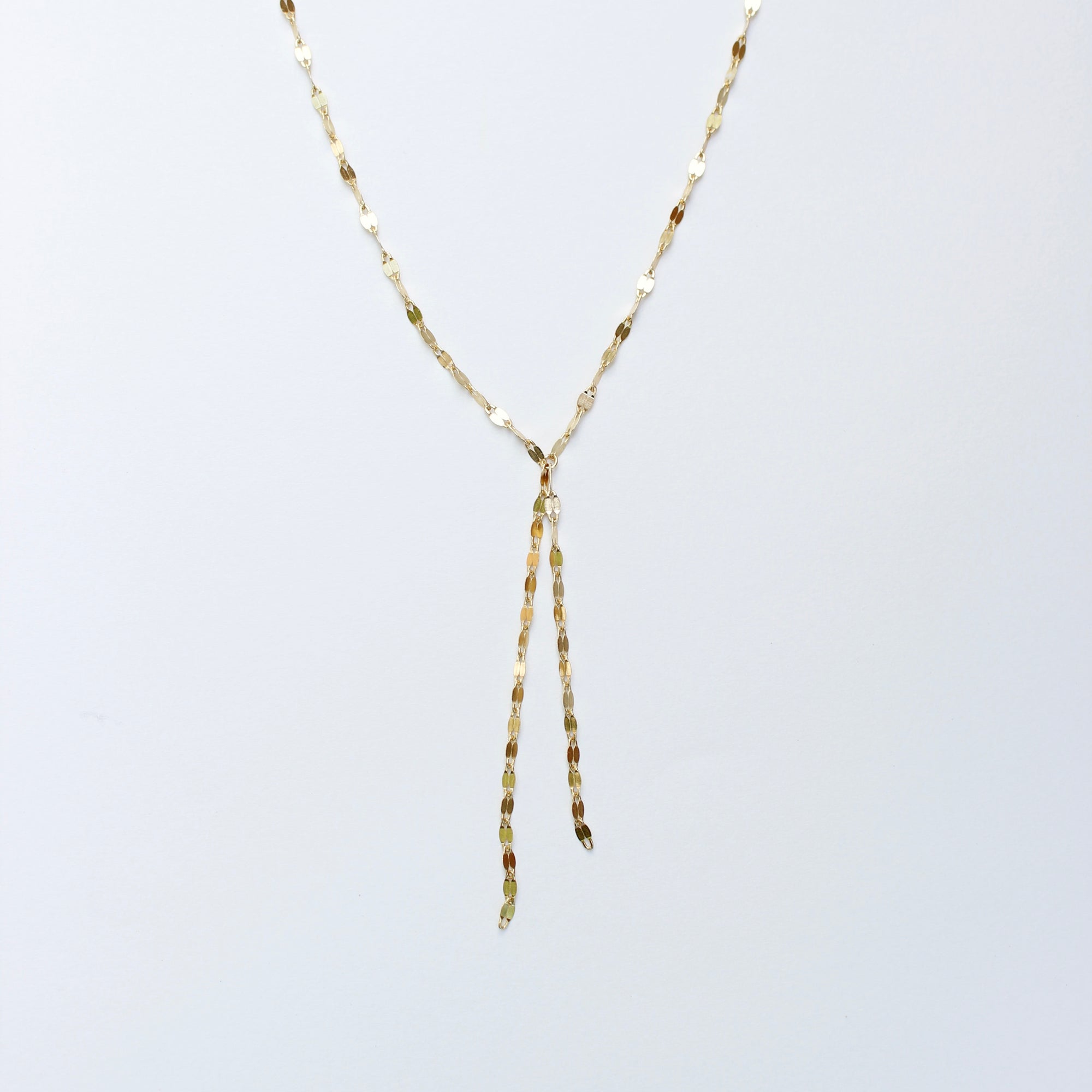 Double Strand Shimmer Coin Lariat Necklaces P&K Yellow gold  