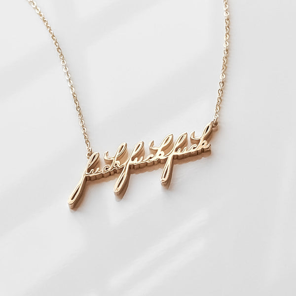 FuckFuckFuck Script Necklace Necklaces THATCH 14k gold plated  