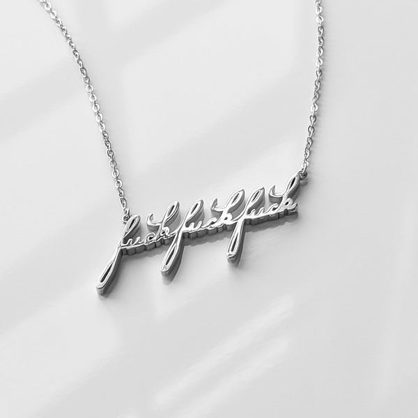 FuckFuckFuck Script Necklace Necklaces THATCH Rhodium plated  
