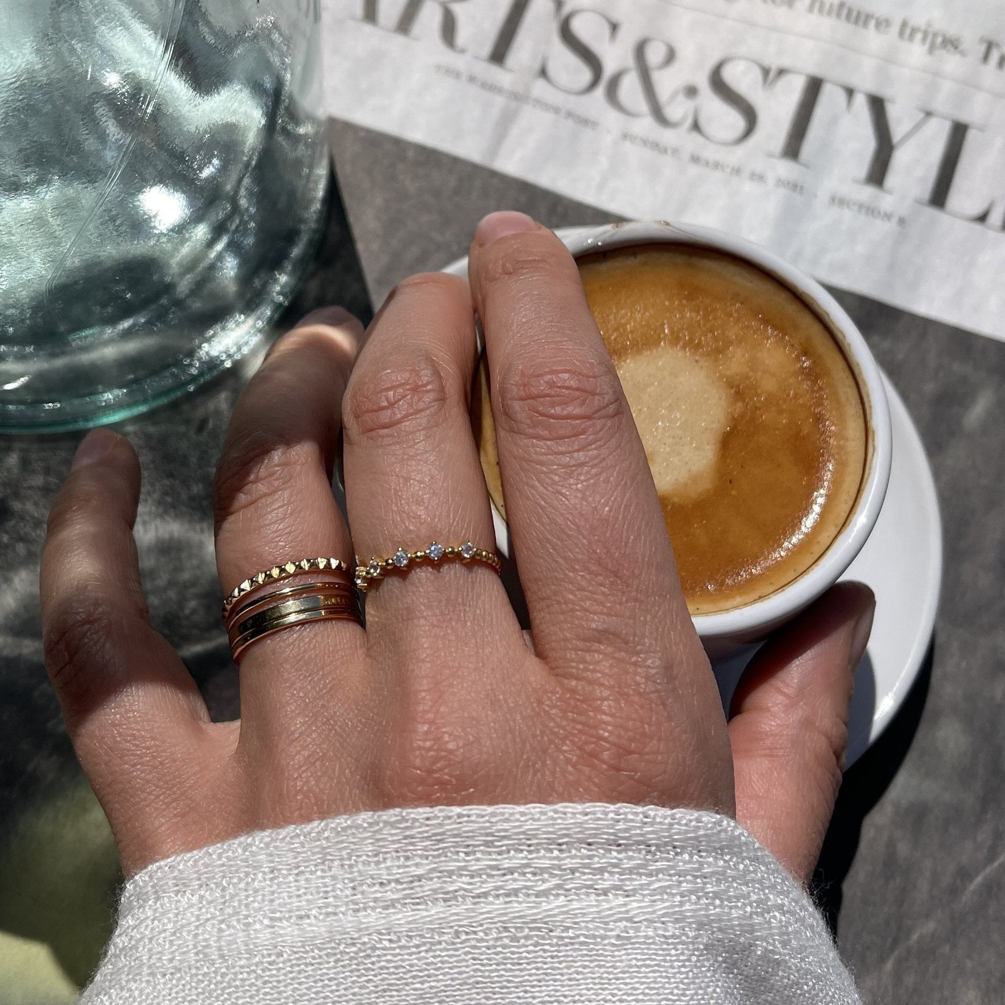 Five Bezel Beaded Ring Rings P&K   
