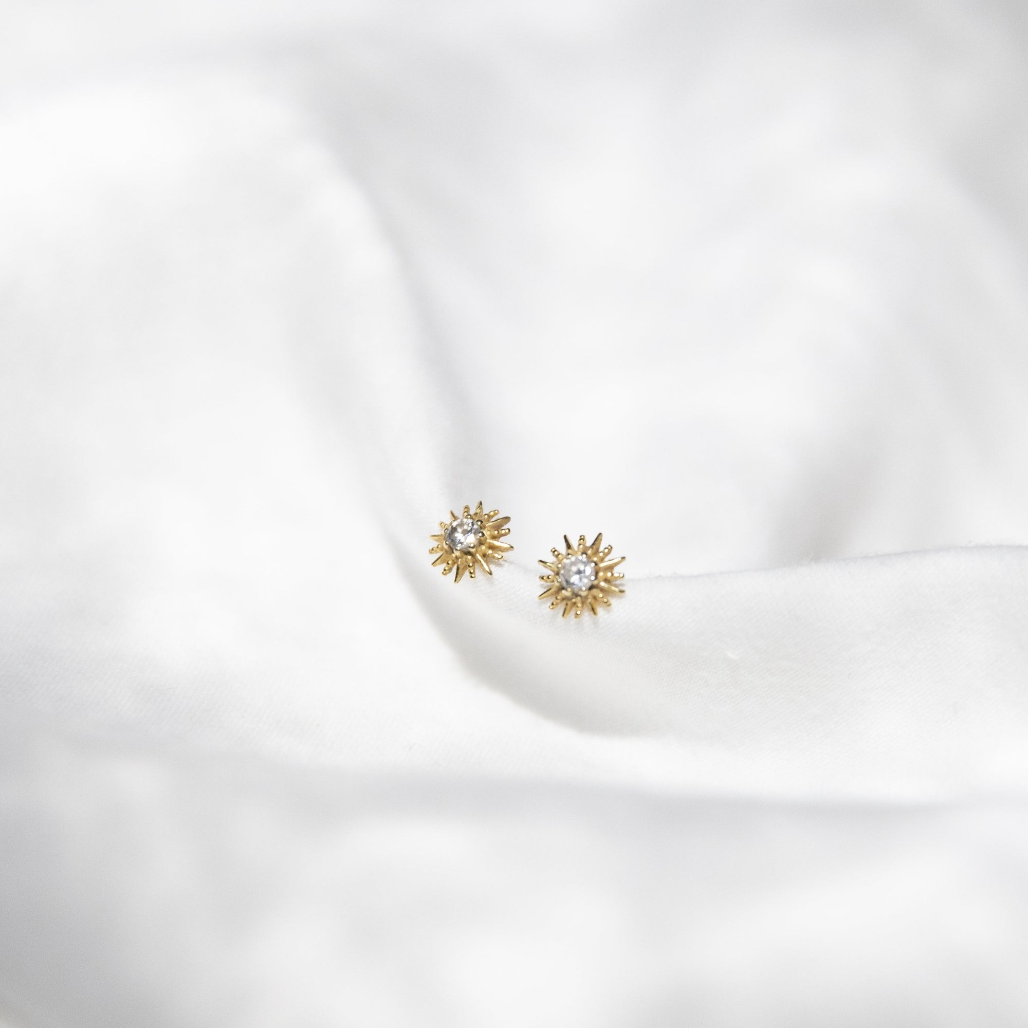 Sunburst Stud Earrings Earrings P&K Yellow Gold  