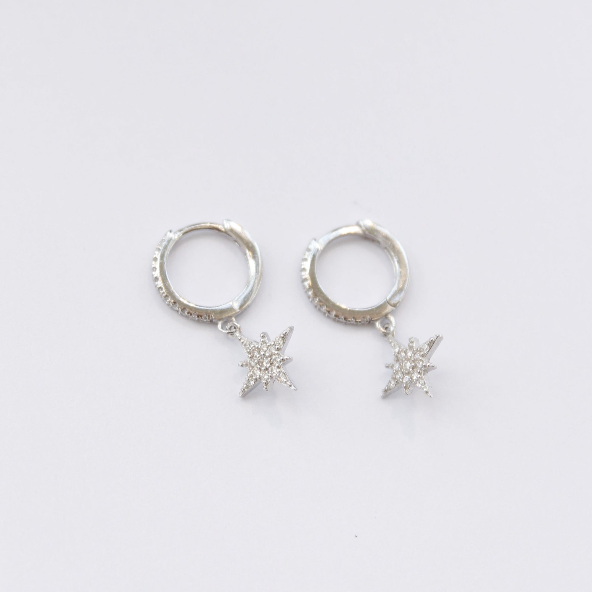 Star Charm Huggie Earrings Earrings P&K Silver  