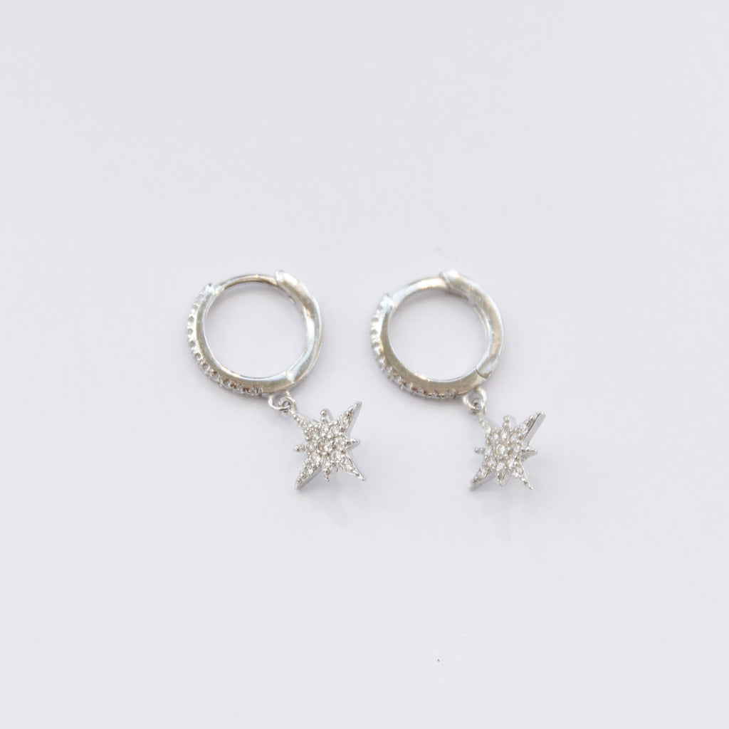 Star Charm Huggie Earrings Earrings P&K Silver  