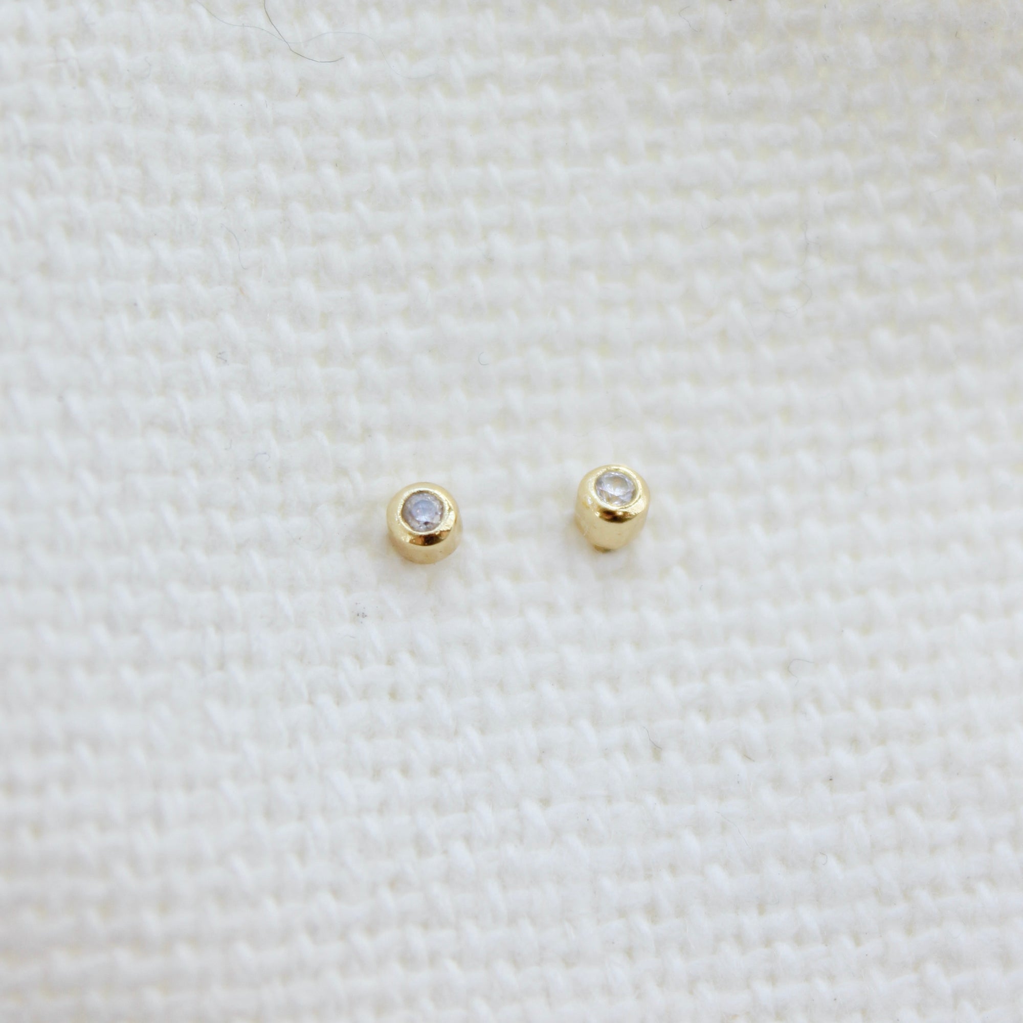 Teeny Tiny Bezel Stud Earrings Earrings P&K Yellow Gold  