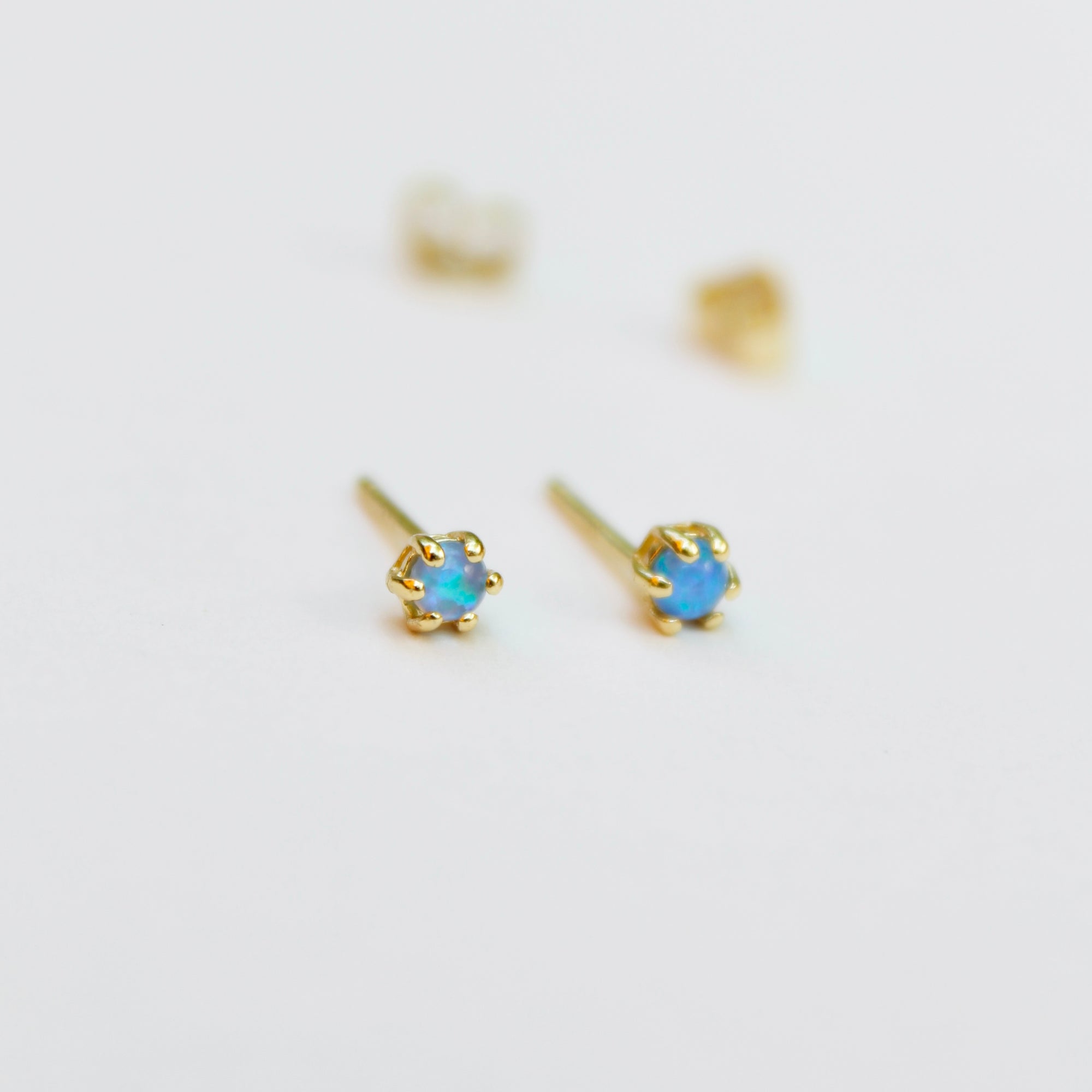 Opal Prong Stud Earrings Earrings P&K Blue opal  