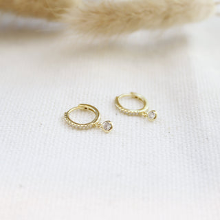 Small Bezel Charm Huggies Earrings P&K   