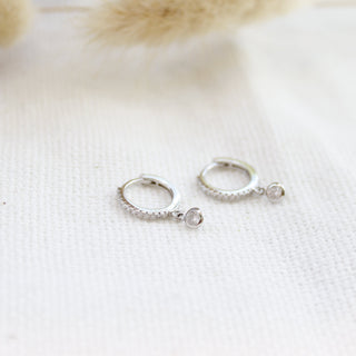 Small Bezel Charm Huggies Earrings P&K   