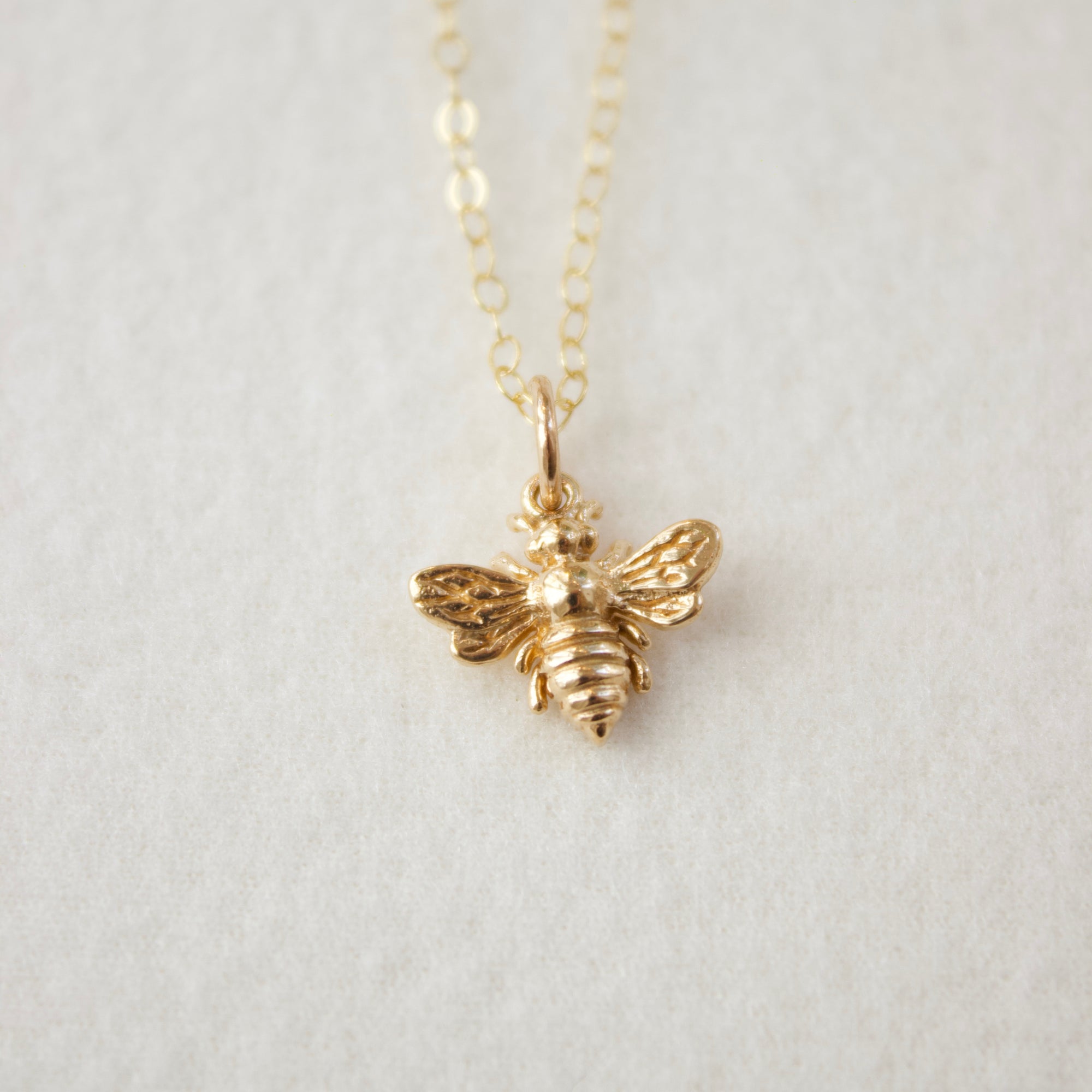 Small Bee Charm Necklace | Gold Necklaces Katie Waltman Jewelry   