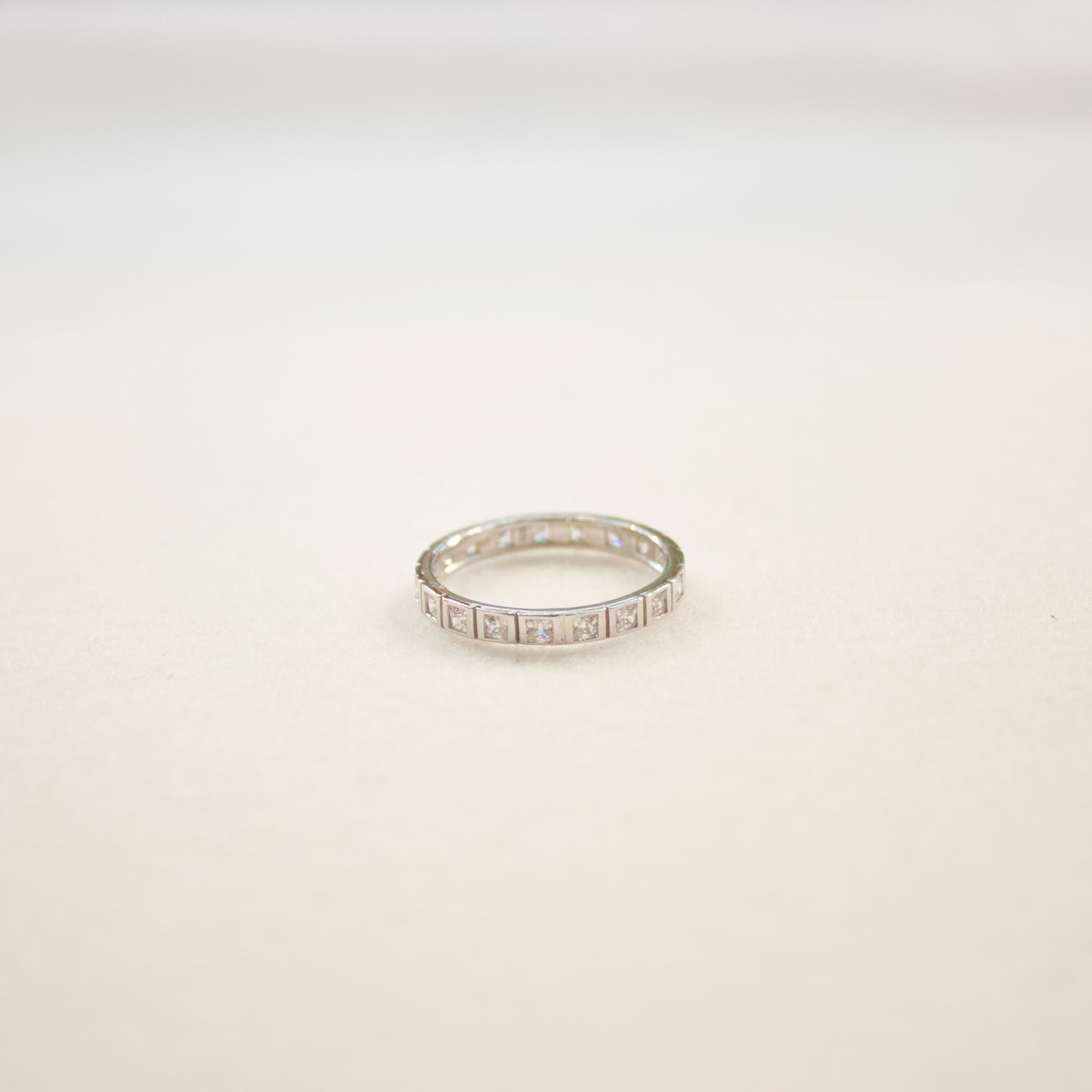 Square Stacking Band |White CZ Rings P&K Silver 5 