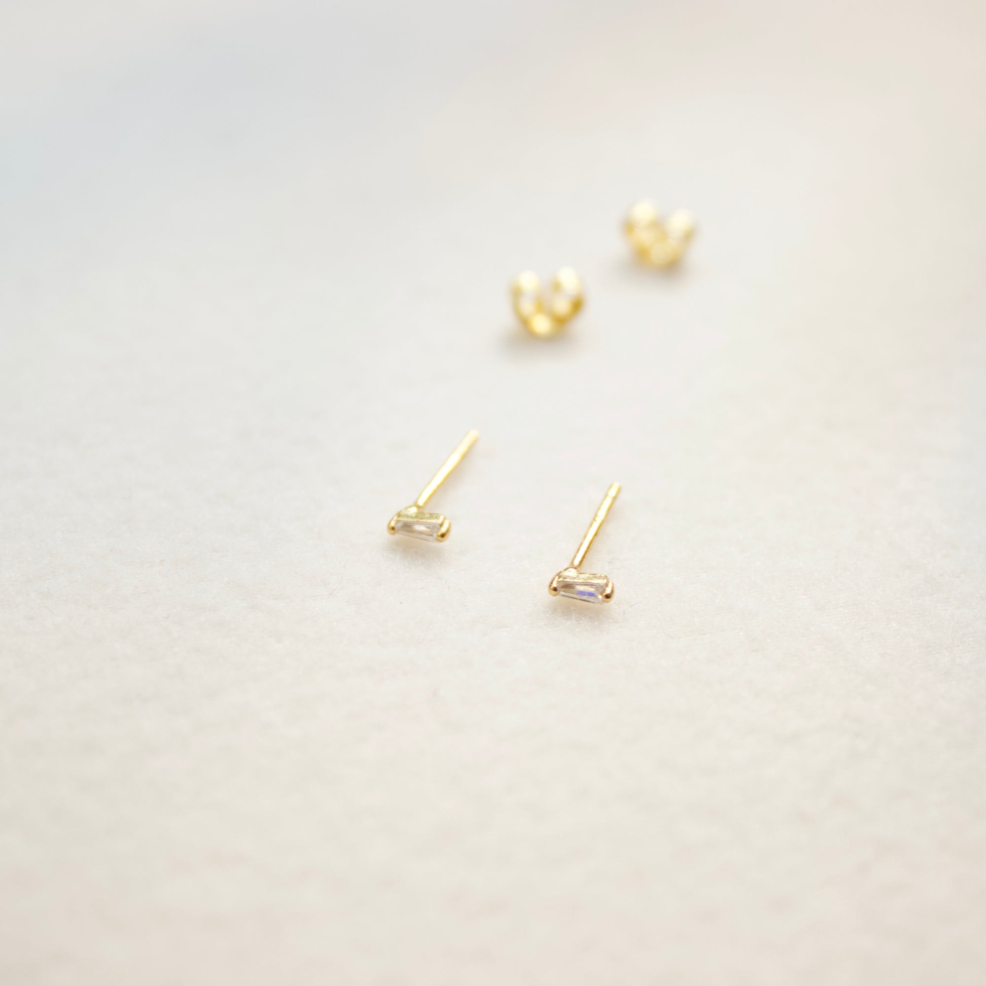 Itty Bitty Baguette Stud Earrings Earrings P&K   