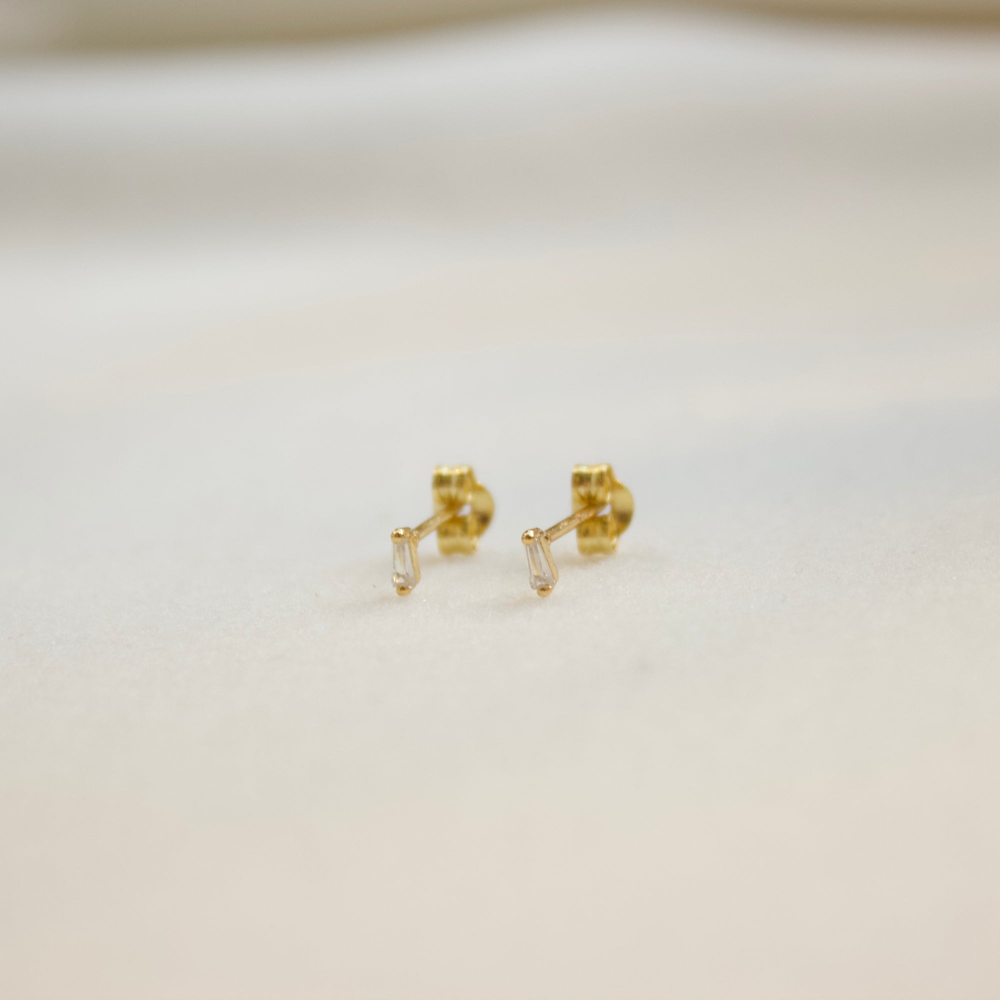 Itty Bitty Baguette Stud Earrings Earrings P&K White  