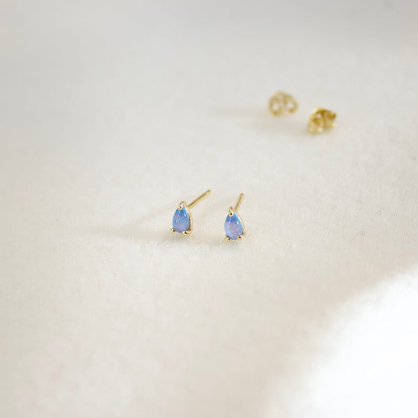 Teardrop Opal Stud Earrings Earrings P&K Yellow gold  