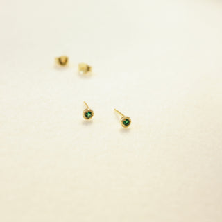 Textured Green Gem Stud Earrings Earrings P&K   