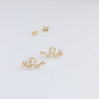 White Snake Stud Earrings Earrings Jewelry Design Group Gold  