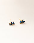 Triple Baguette Stud Earrings Earrings P&K Blue  