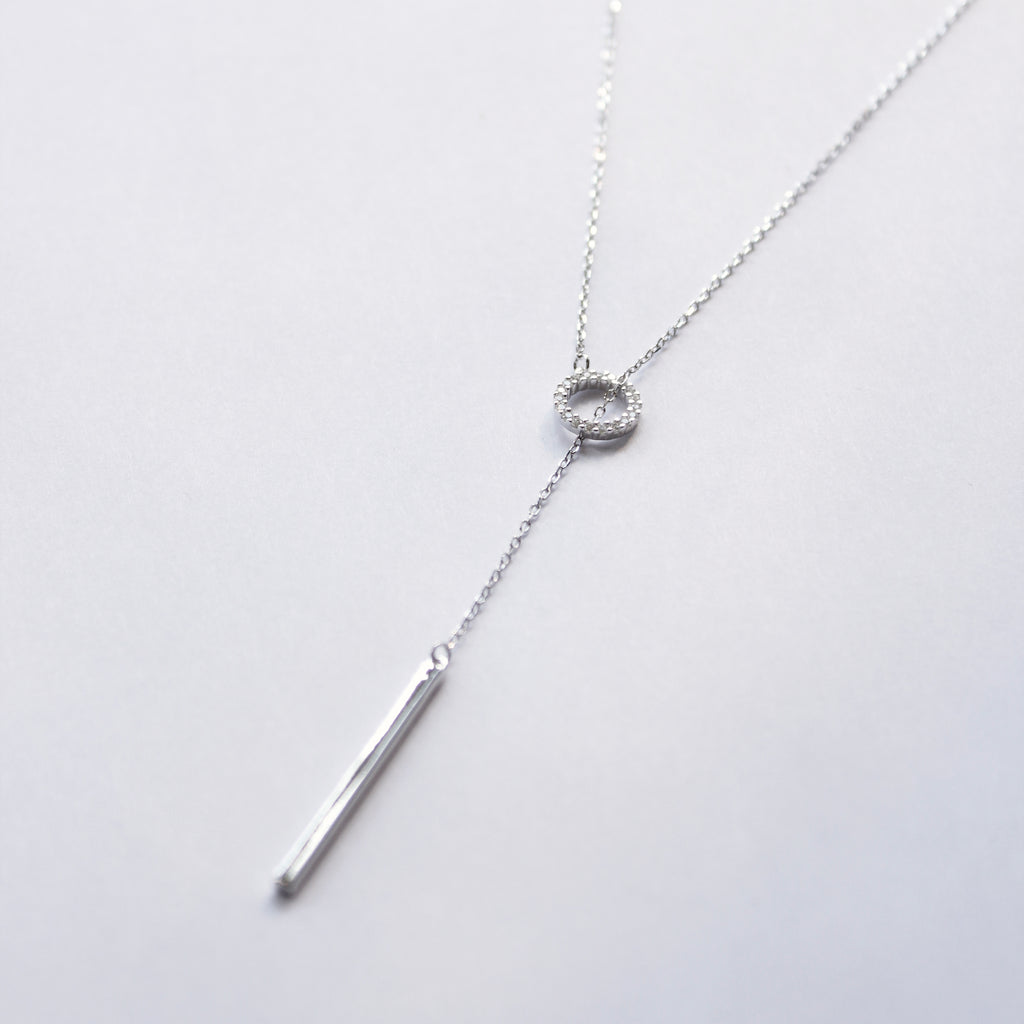 Emily Pull Through Bar Lariat Necklaces P&K Silver  