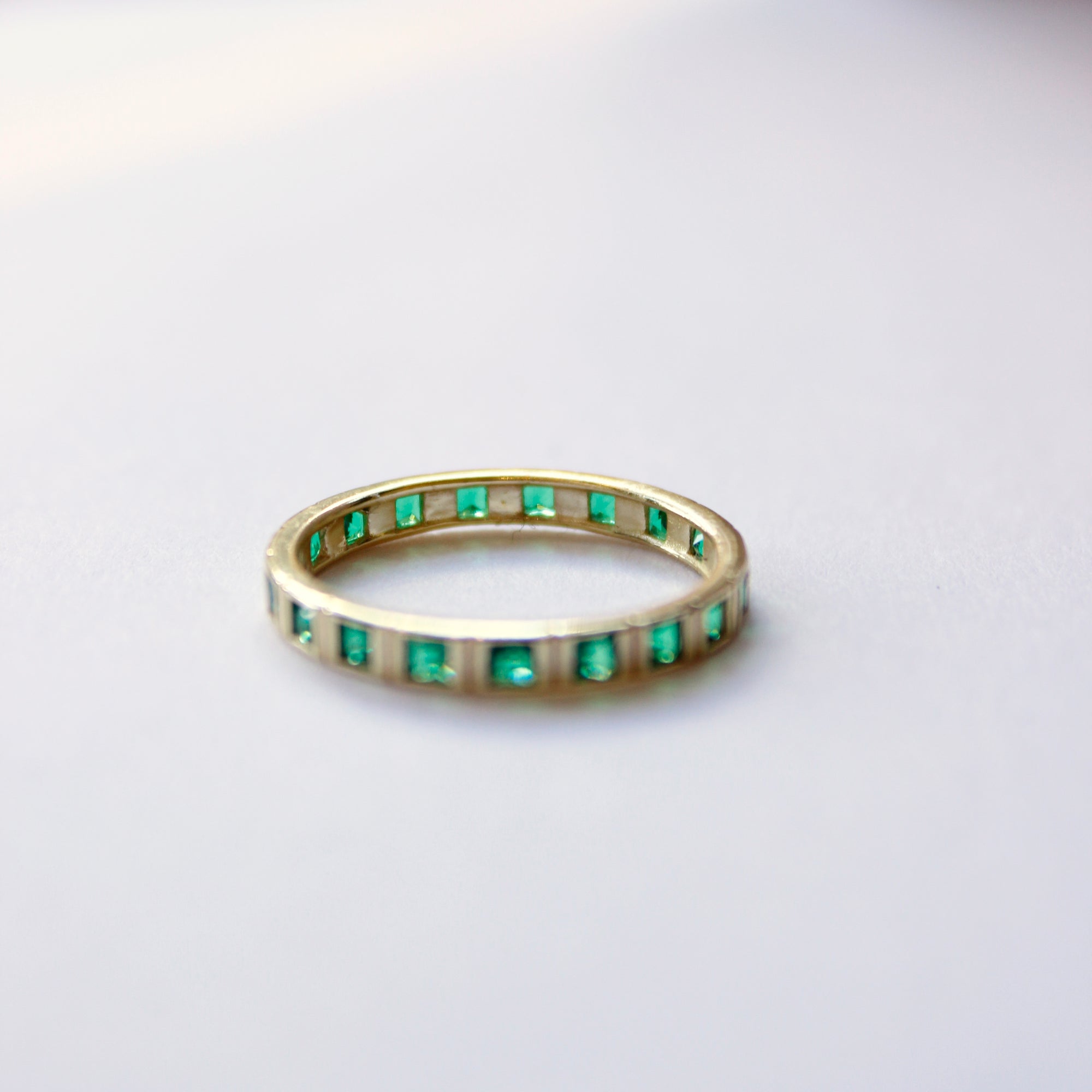 Square Stacking Band | Green CZ Rings P&K   