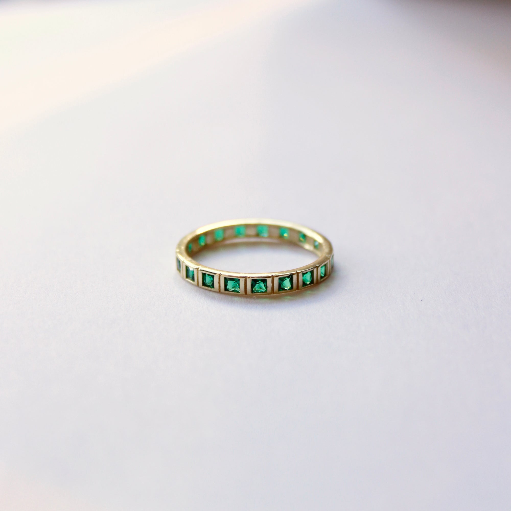 Square Stacking Band | Green CZ Rings P&K 5  