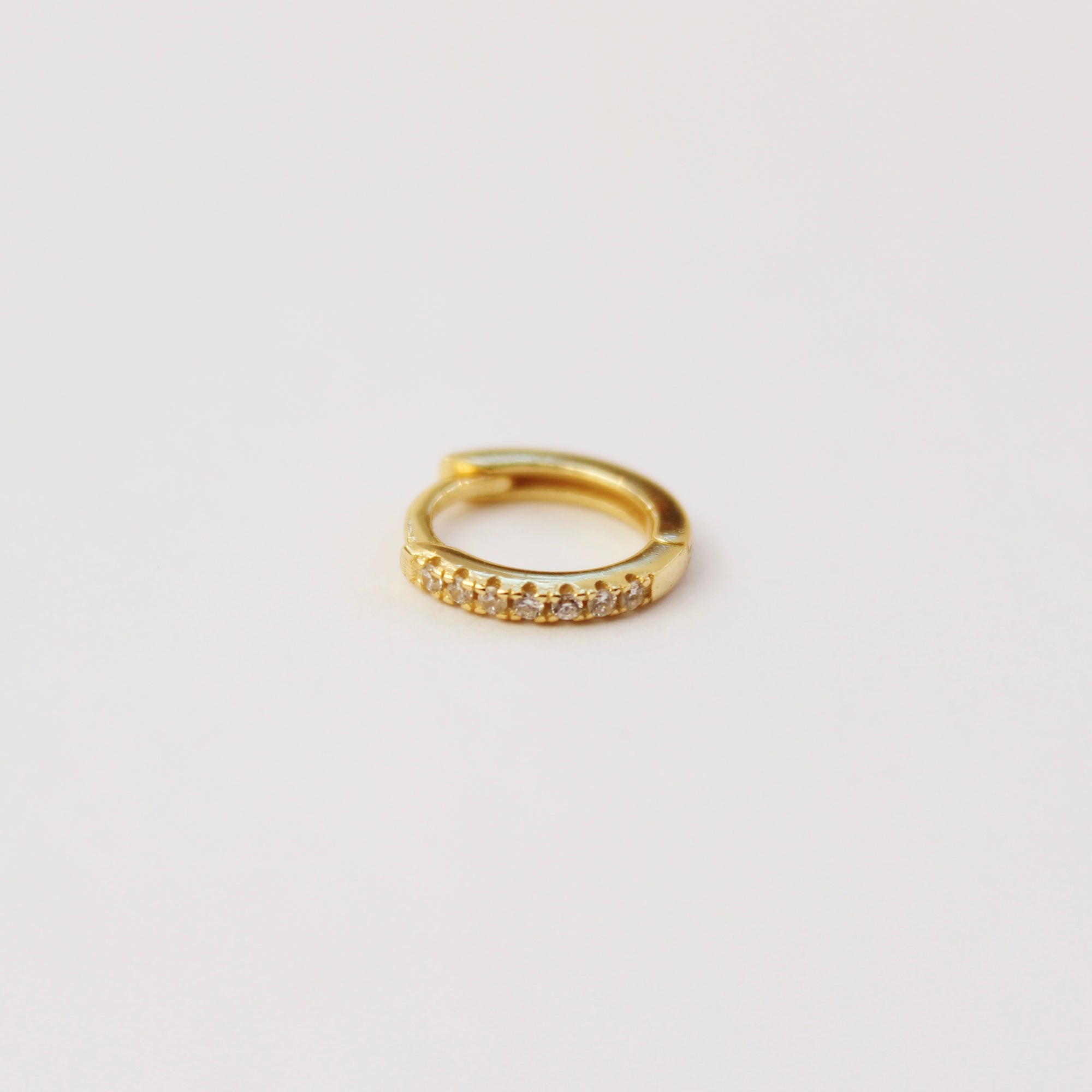 Lani Huggie Hoop Earring | Single Earrings P&K Gold/White CZ 8mm  