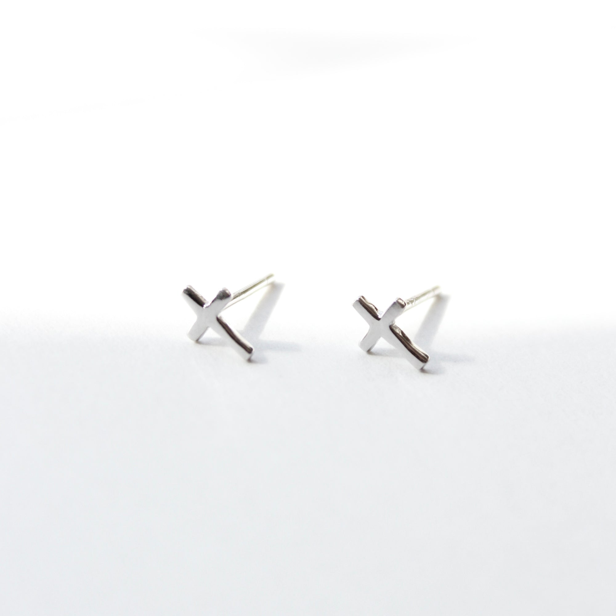 Tiny Cross Stud Earrings Earrings P&K Silver  