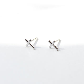 Tiny Cross Stud Earrings Earrings P&K Silver  