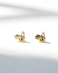Blue Stone Hamsa Stud Earrings Earrings P&K Yellow gold  