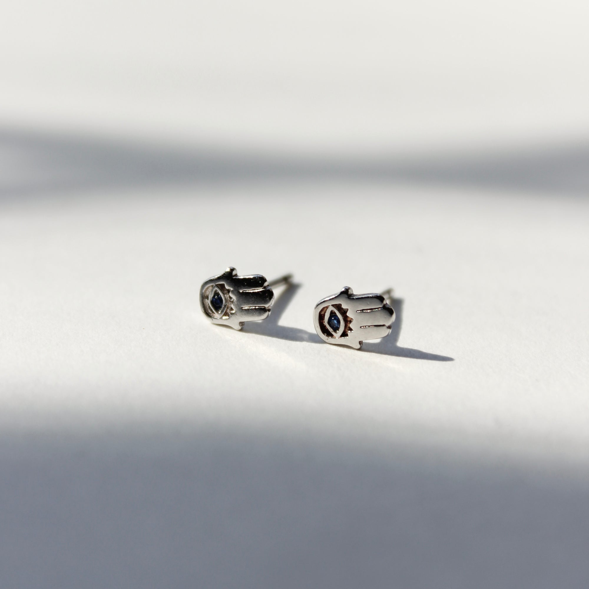 Blue Stone Hamsa Stud Earrings Earrings P&K Silver  