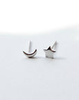 Tiny Moon and Star Stud Earrings Earrings P&K Silver  