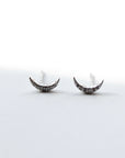 Pave Crescent Stud Earrings Earrings P&K Silver  