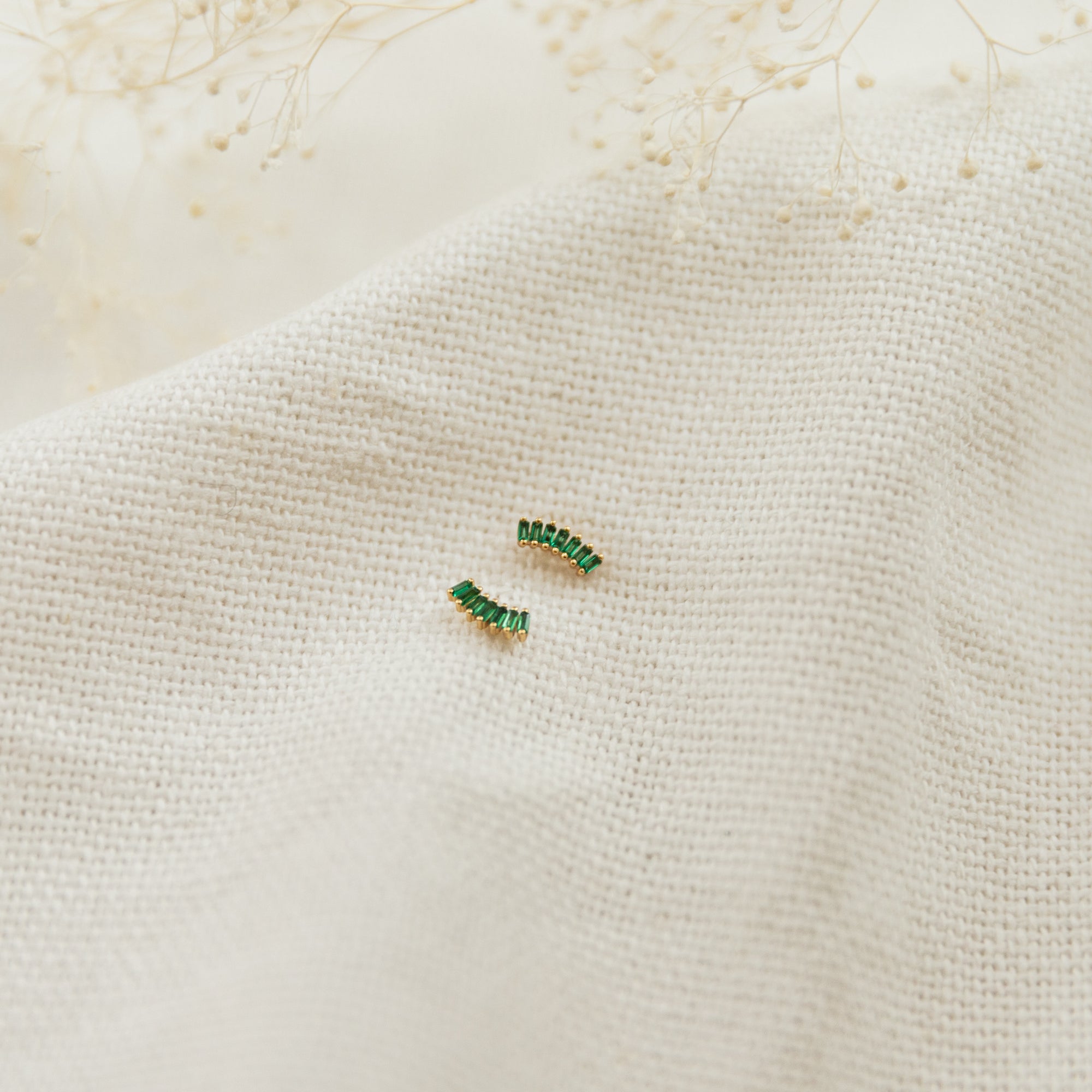 Fan Stone Stud Earrings Earrings P&K Green  