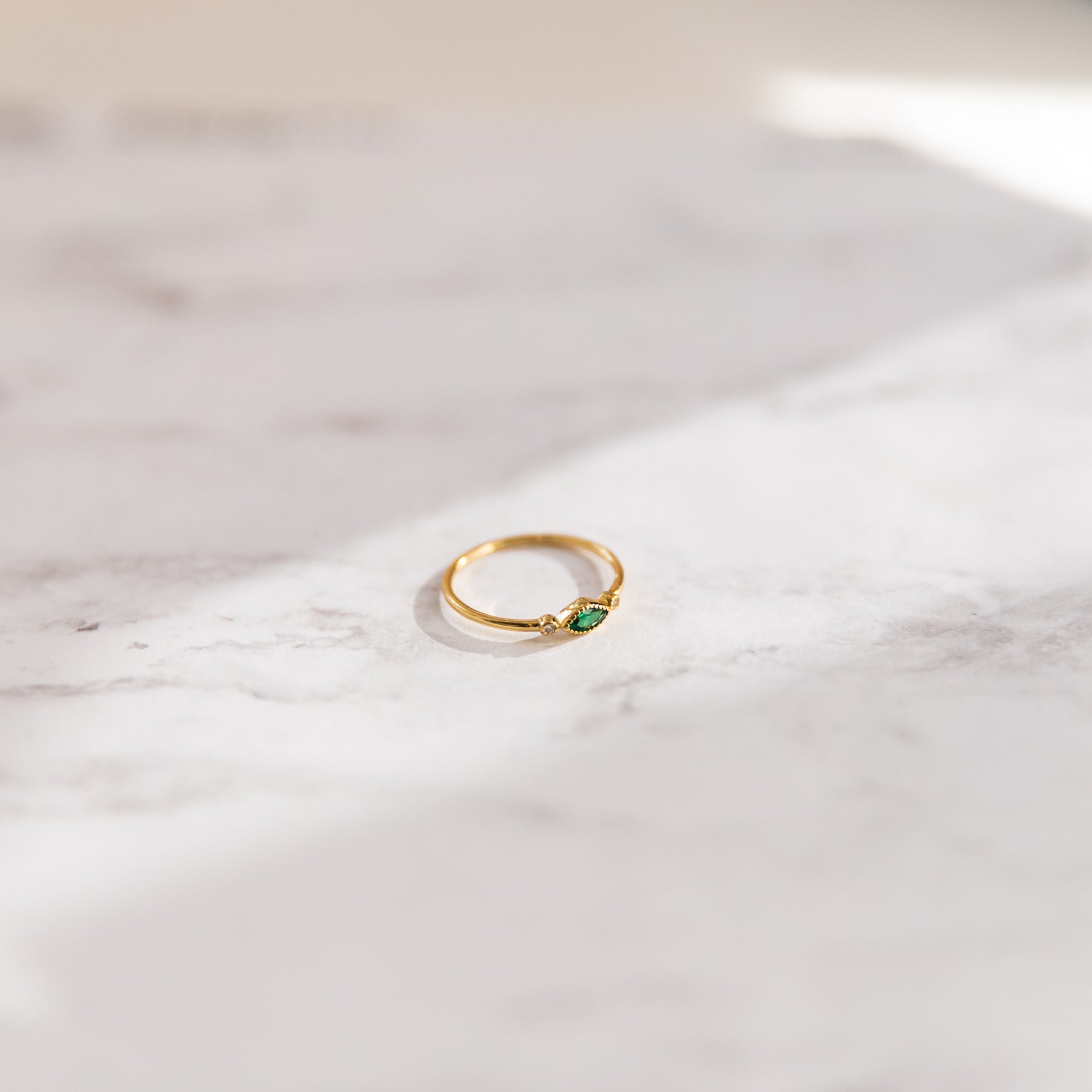 Mini Marquis Stone Ring Rings P&K Green CZ 5 