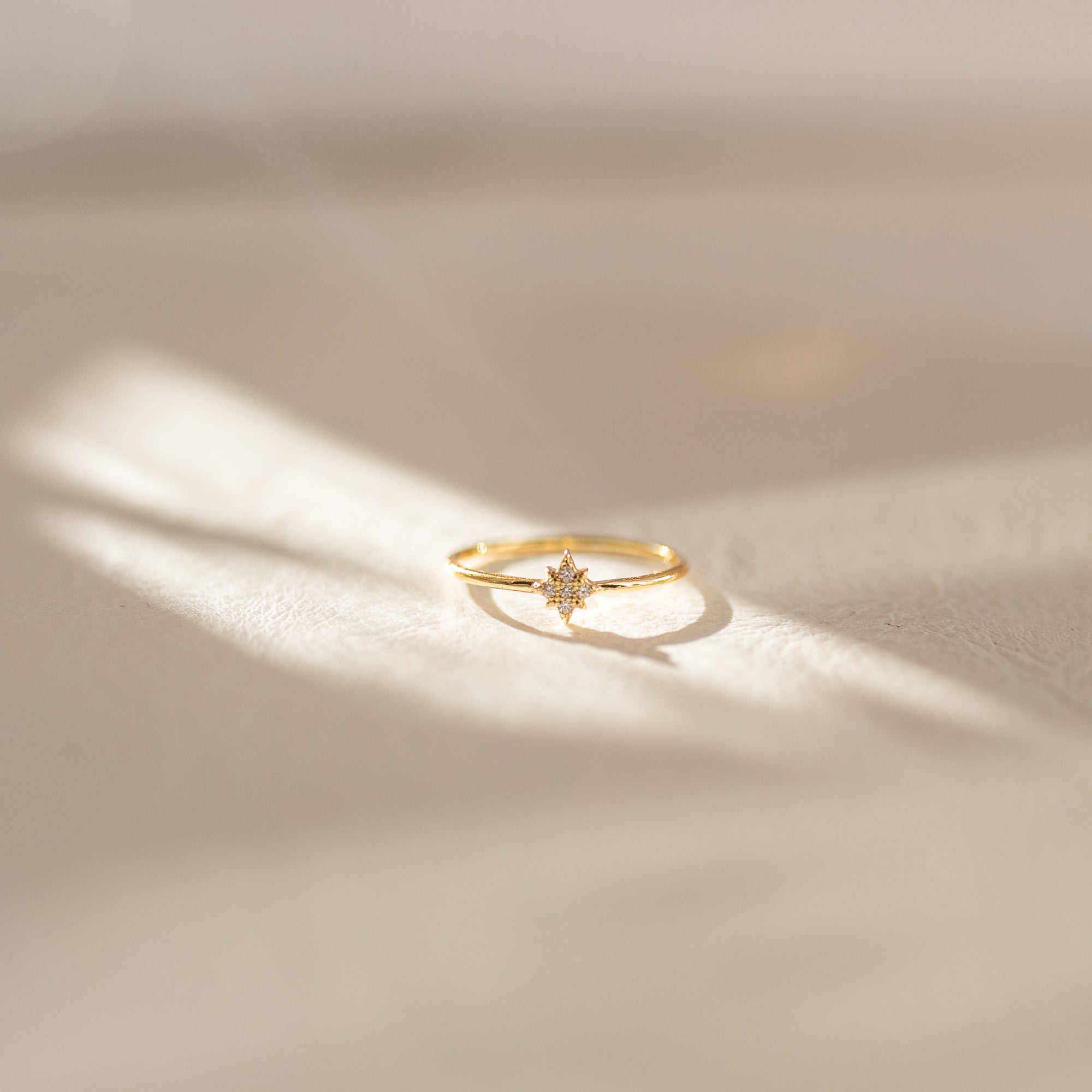 Tiny Sunburst Ring Rings P&K Yellow Gold 5 