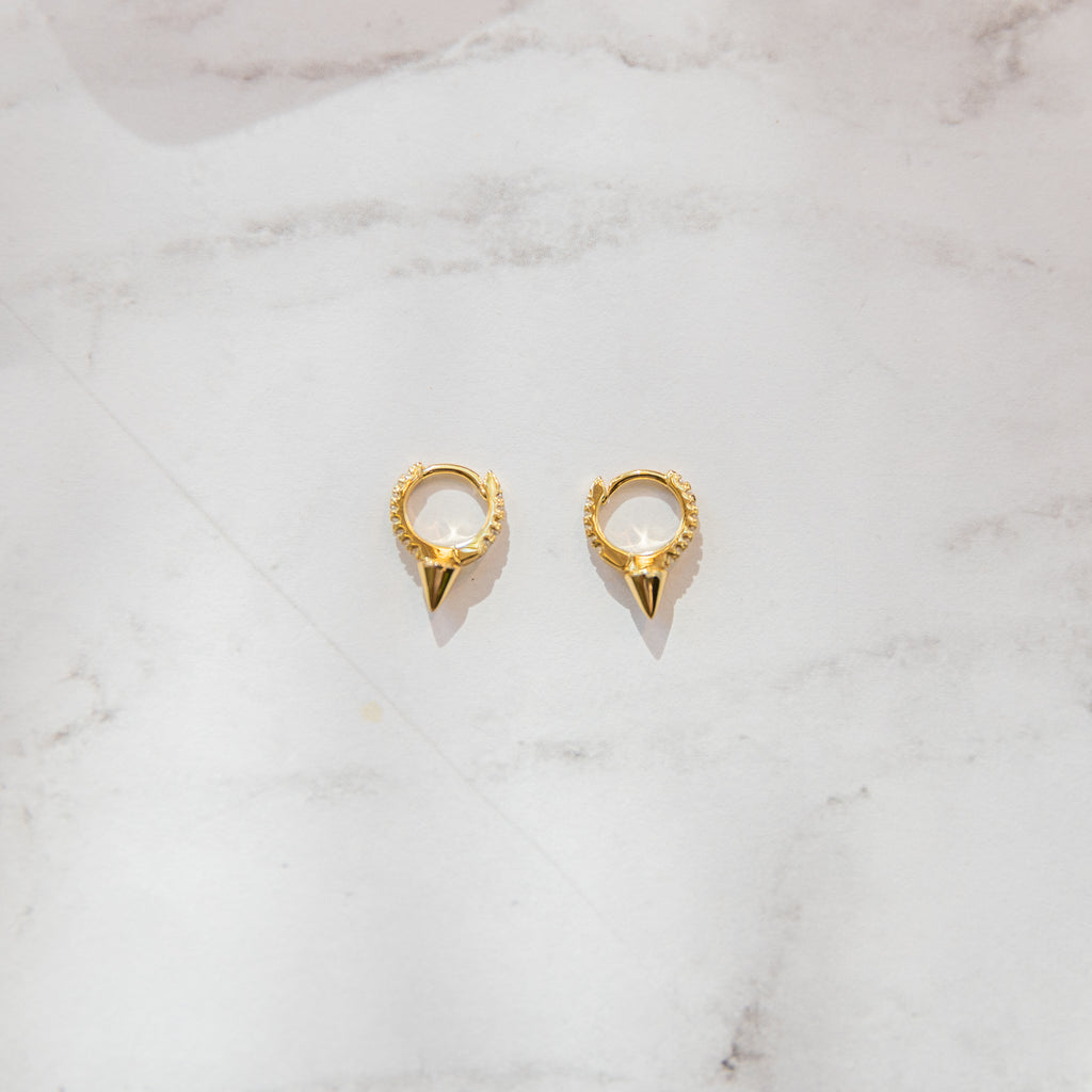 Tiny Spike Huggie Earrings Earrings Jewelry Design Group Gold  