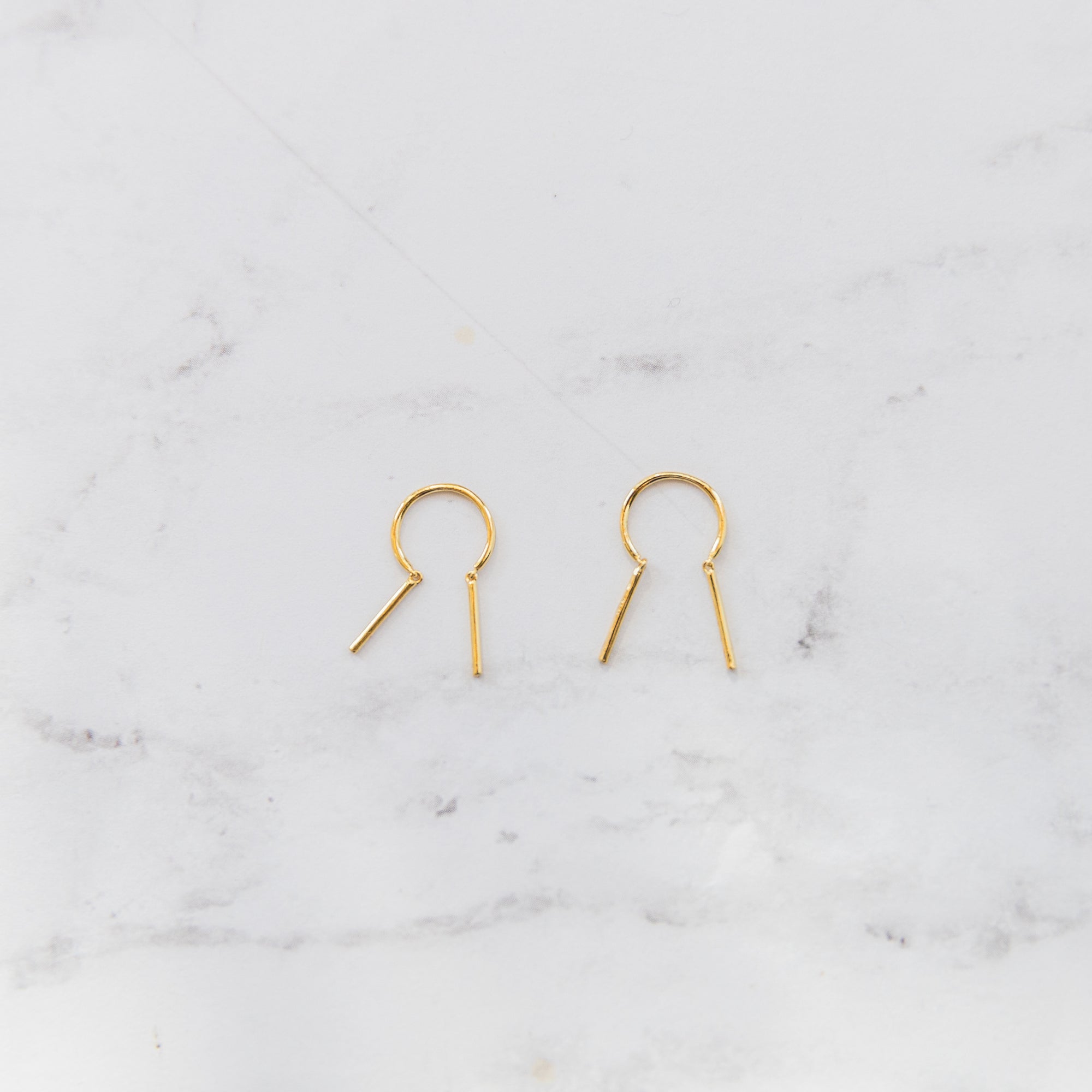 Double Bar Open Hoop Earrings Earrings P&K Yellow Gold  