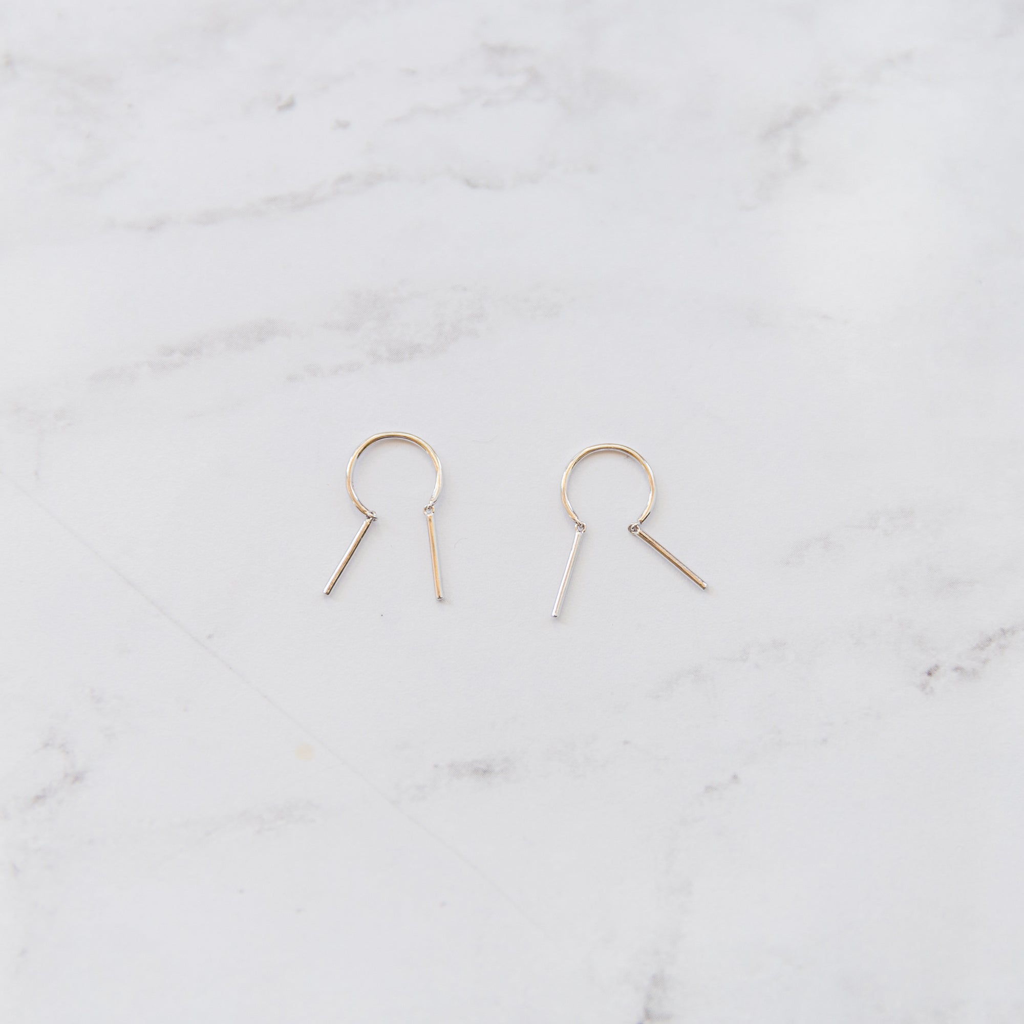 Double Bar Open Hoop Earrings Earrings P&K Silver  