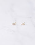 Triple Baguette Stud Earrings Earrings P&K White  