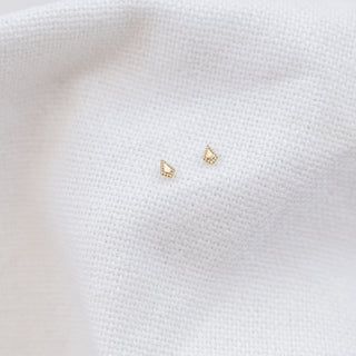 Tiny Shield Stud Earrings Earrings P&K Yellow Gold  